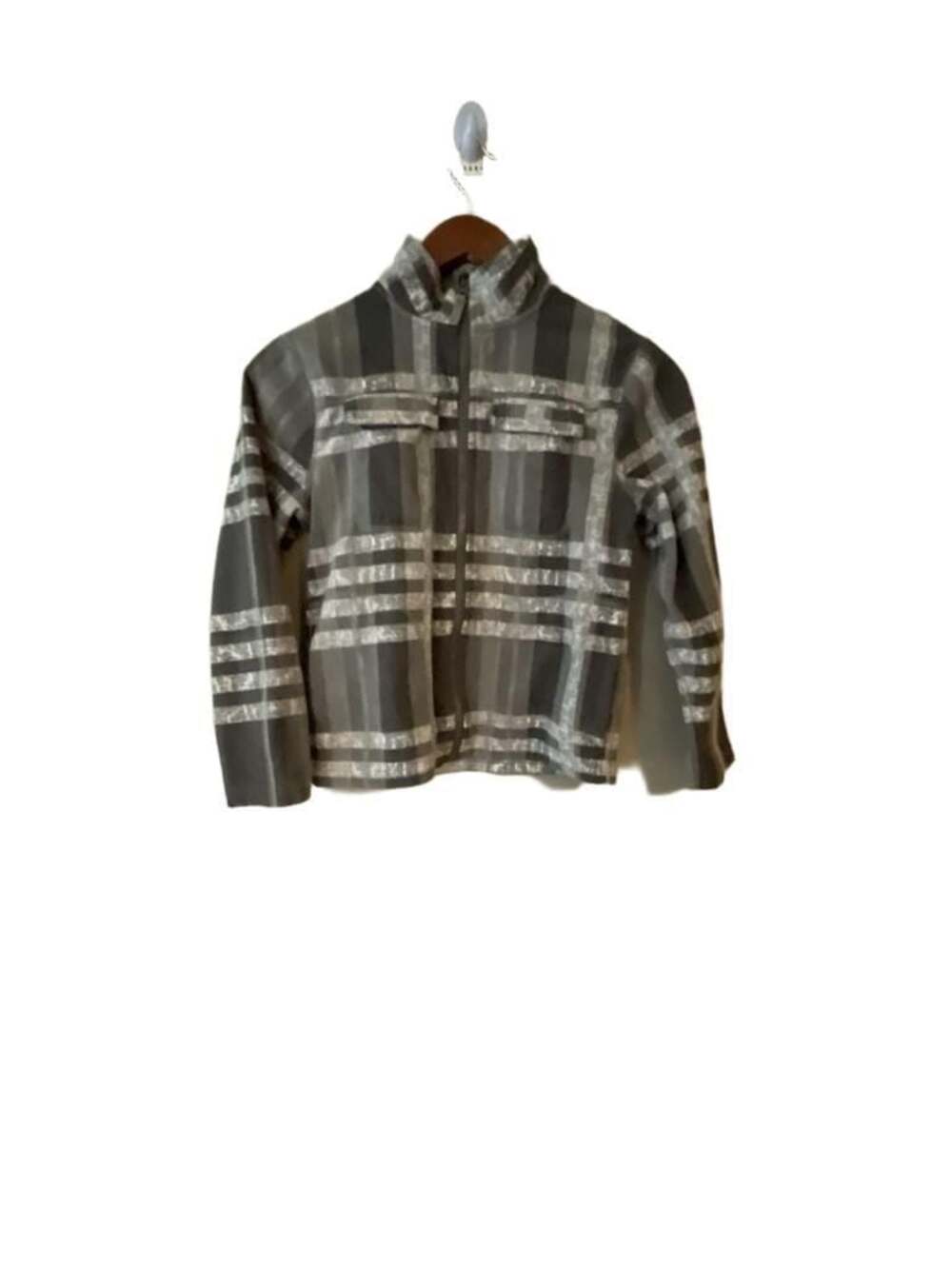 Slalom Boys Full-Zip Fleece Jacket Gray Plaid Size 8